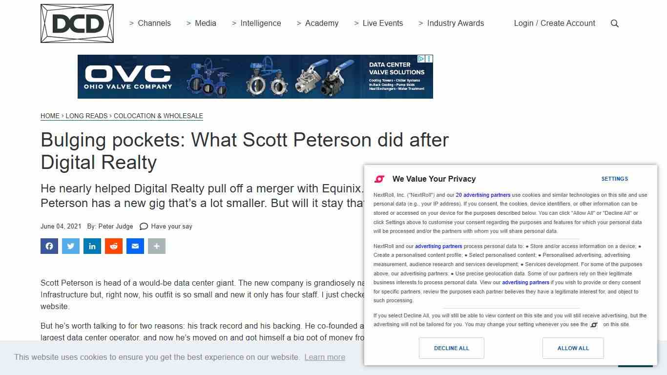 Bulging pockets: What Scott Peterson did after Digital Realty - DCD